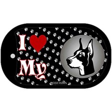 I Love My Doberman Novelty Metal Dog Tag Necklace 2" x 1"