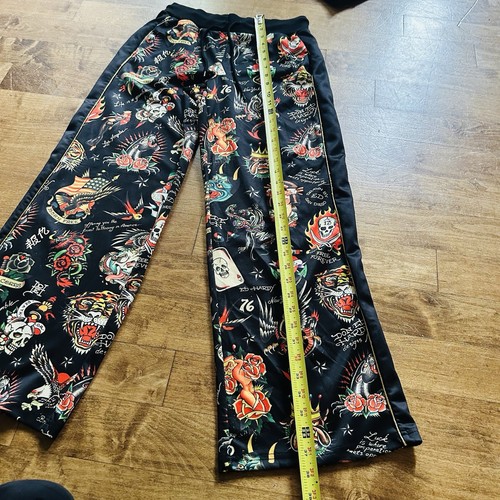 Ed Hardy Set Black Satin All Over Tattoo Full Zip Jacket Small and Pants XS - Picture 13 of 16