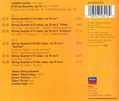 Takcs Quartet - Haydn: Six String Quartets, Op.76 - Takcs Quartet CD 8KVG