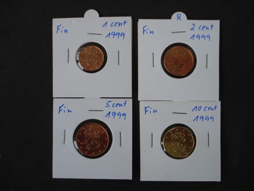 Finnland  4 Set 1-2-5-10 cent Bankfrisch aus 1999 im Münzrahmen - Bild 1 von 6