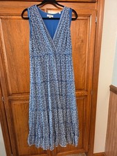 Max Studio London Dress Blue Floral Summer Maxi Layered Sleeveless Boho Sz 1X