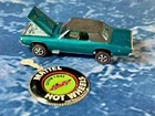 Vintage 1967 Custom T-Bird Hot Wheels Redline Aqua Gray Interior - Made in HK