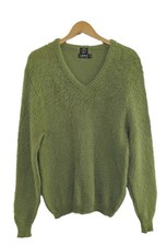 Vtg 60s Bearcat Mens LG Shaggy Mohair Kurt Cobain Green Pullover Chest 40-48 X28