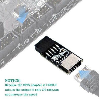 New USB 3.1 Front Panel Socket Key-A Type-E to USB 2.0 9Pin Header Male Adapter