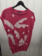 Vintage Knit By Hand Counterparts Sleeveless Sweater Size M Hot Pink