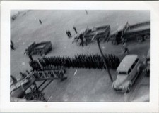 WW2 Photo of Soldiers Assembling Near Trucks