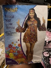 Adult Womens Medium/Large Peace and Love Hippie Costume Psychedelic