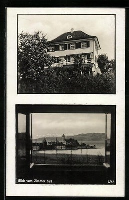 AK Wasserburg a. B., Hotel Landhaus Alpenblick, Blick auf den Bodensee 