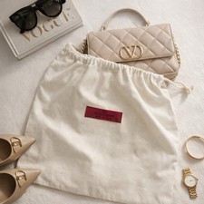 Valentino Garavani Dust Bag Cream Drawstring Storage Pouch Italy