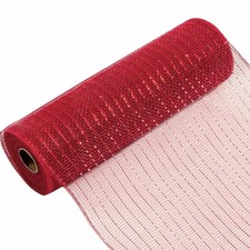 Metallic Deco Mesh Ribbon 10 inch X 30 feet10 Yards-Decorative Ribbon Red Met...