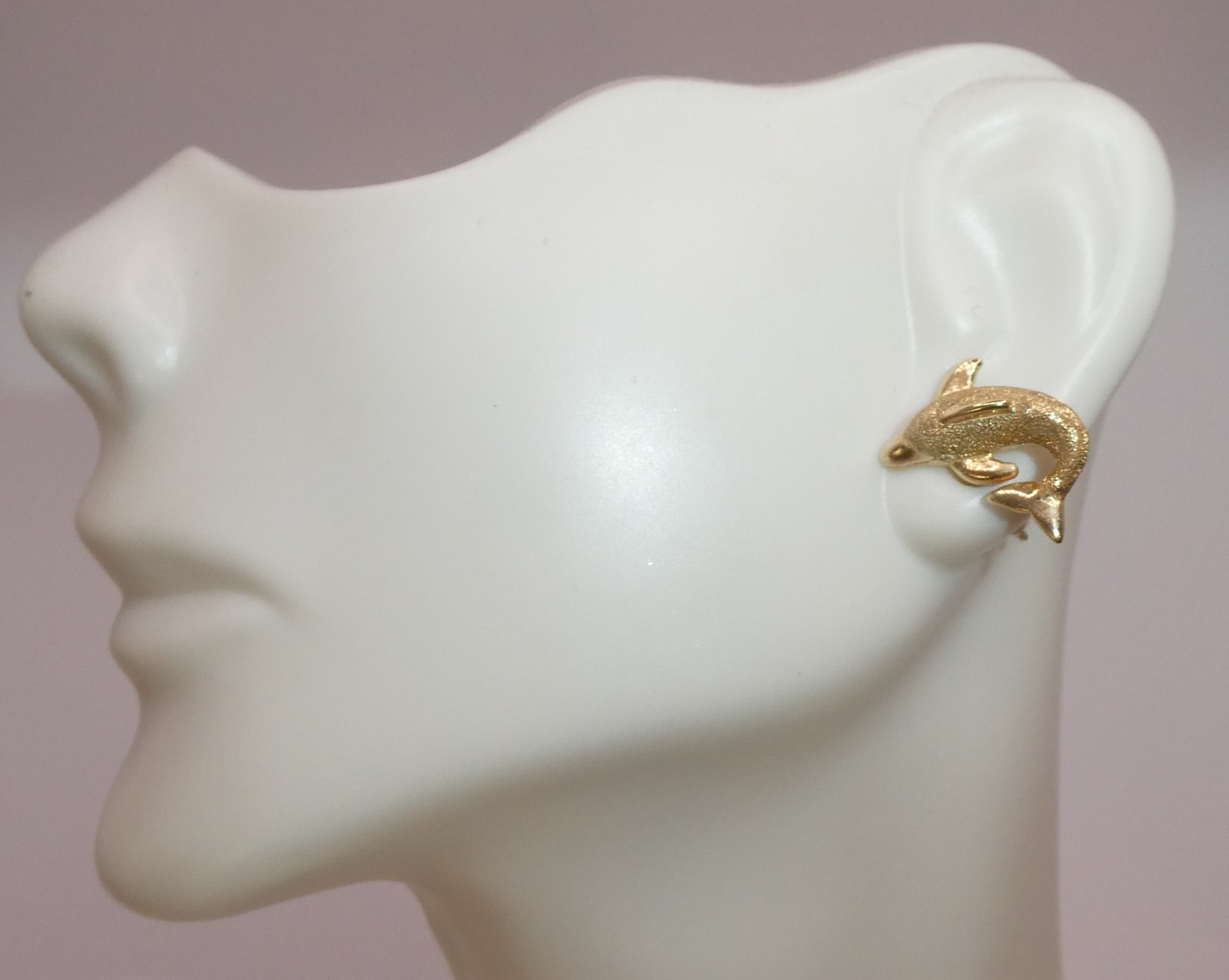 14K SOLID GOLD JUMPING DOLPHIN STUD EARRINGS 2.4g… - image 3