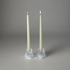 Yankee Candle Thick Glass Convertible Tea Light To Taper Candle Holder Set Rare