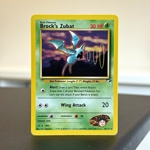 Brock's Zubat 24/132 Non-Holo Rare Pokemon Gym Heroes Unlimited LP