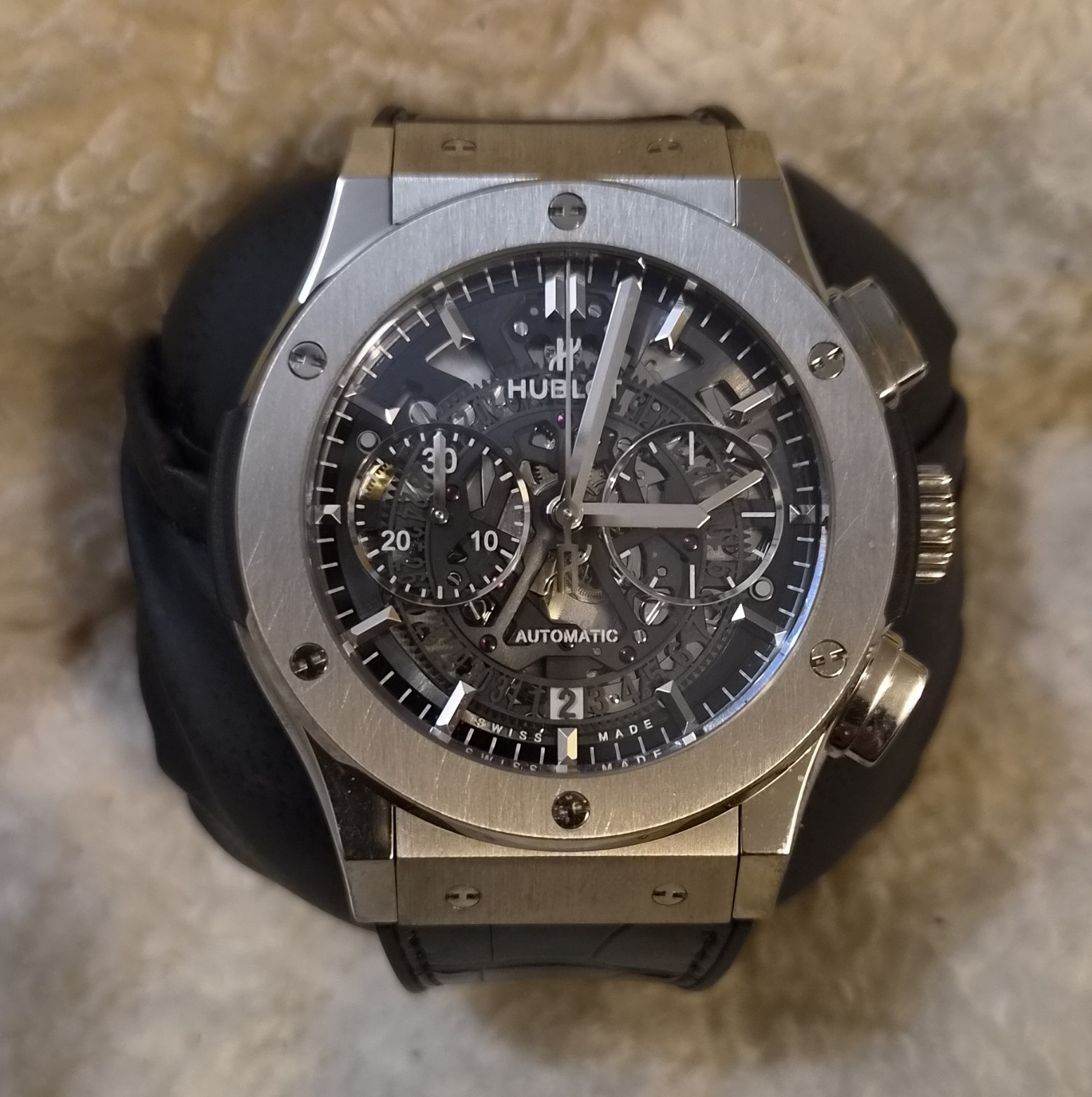 Hublot Classic Fusion Auto Chronograph Skeleton Grey Dial 45mm 525.NX.0170.LR
