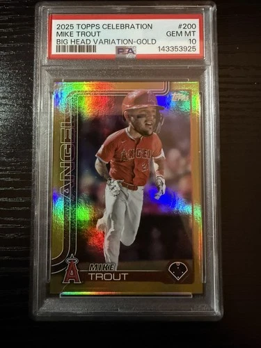 2025 Topps Celebration - Mike Trout Big Head variation Gold 35/50 - PSA 10
