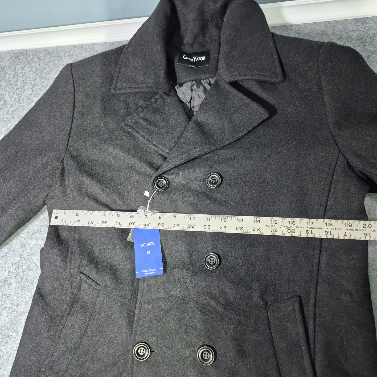 Chouyatou Men's Winter Wool Blend Black Jacket &bull; Men's Siz