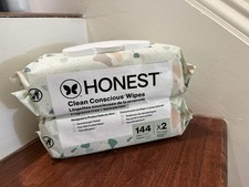 Honest Clean Conscious Wipes Fragrance Free 2 Pack 144 Wipes - New