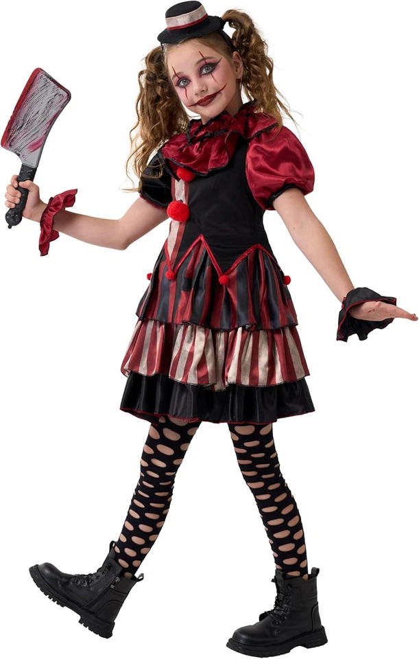 Disfraz de payaso aterrador para niñas, disfraz de Halloween para niños, vestido de payaso retorcido para niñas Foto 3 de 4