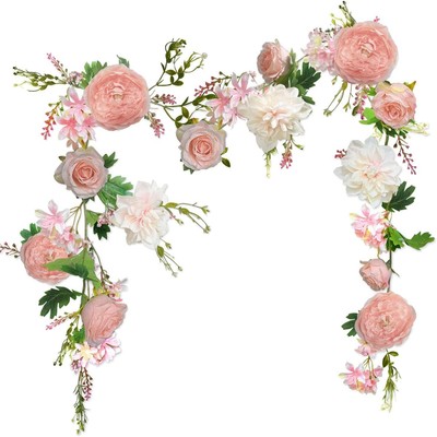 Rose Flower Vine, Peony Flowers, Center Flower Decoration, 6' Length, Floral ...