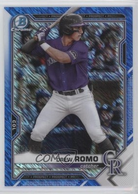 2021 Bowman Chrome Prospects Blue Shimmer Refractor /150 Drew Romo #BCP-126 n1u