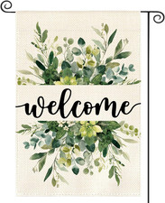 Spring Summer Floral Welcome Garden Flag 12X18 Inch Double Sided Outside, Eucaly