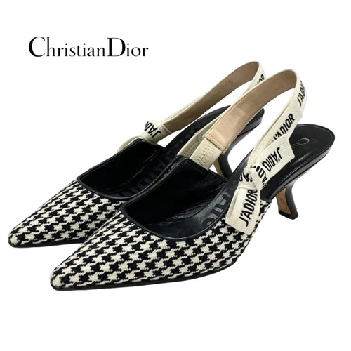 Escarpins Dior Christian JADIOR chaussure laine cuir noir blanc occasion TIEE 0