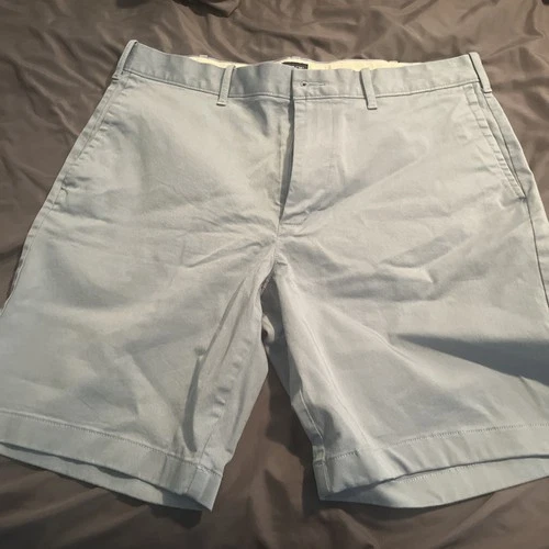 J CREW Shorts Mens Sz 34 Flat Front Cotton Mid Rise Inseam 9" Blue