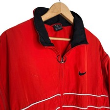 Vintage Nike Agassi Warm Up Jacket Mens Large Red Black White Tennis 90s