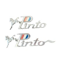 Vintage 1970s Oem Lot Of 2 Ford Pinto Side Emblems Silver Horses Car Restore