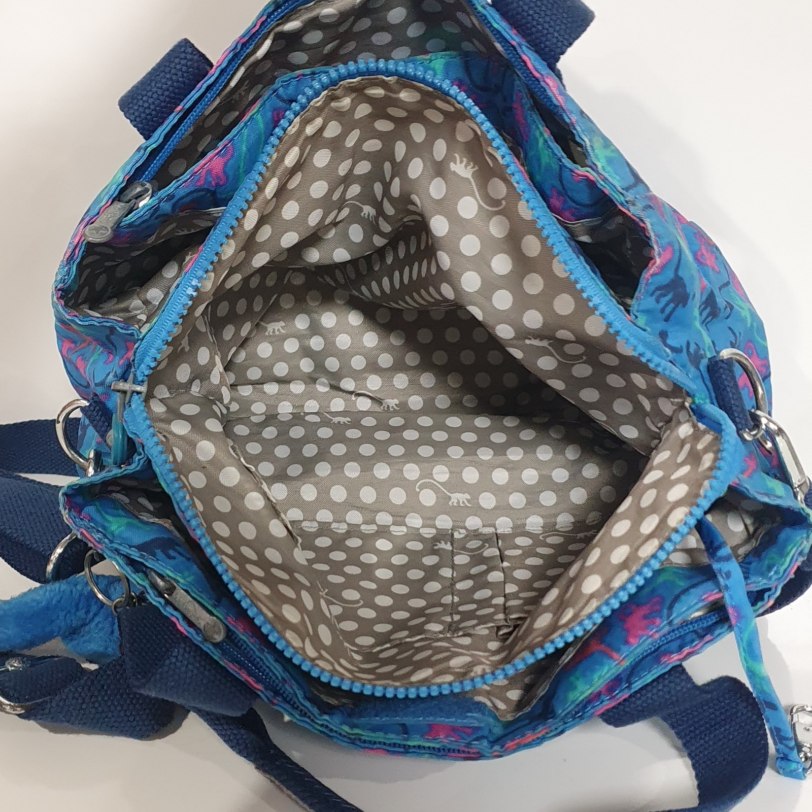 Kipling Nariko Monkey Mania Pattern Sky Blue Bag … - image 8