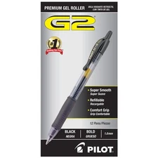 Pilot G2 Bold 10 Mm Black Gel Ink Pen Office Supply 1 Dozen 31256