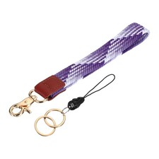 7.6" Keychain Wristlet, Key Chain Bracelet with Double Rings Grape Purple
