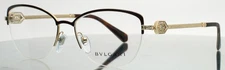 BVLGARI 2210-B 2034 Brown Pale Gold Womens Semi Cat Eye Eyeglasses 55-17-140