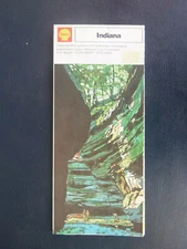 1974 Indiana road map Shell oil gas city inserts South Bend Indianapolis
