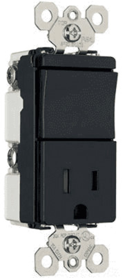 Pass and Seymour TM818 BKCC BLACK decorator combination switch/tamper resistant