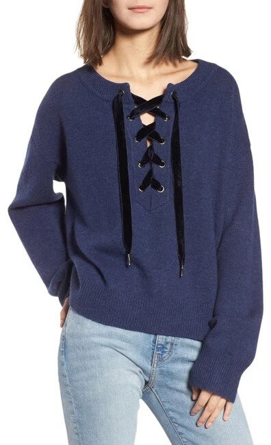 Rails Olivia Lace Up Navy Sweater Size Small eBay