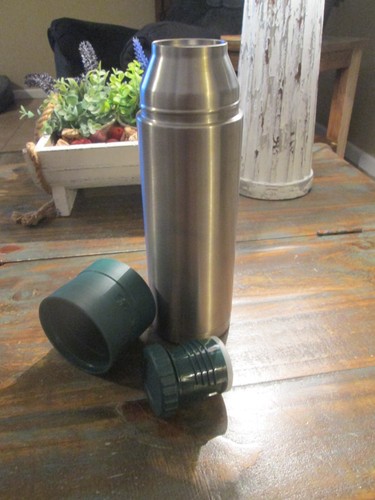 Stanley 24oz. Travel Thermos Green Top Stainless Steel ~~Clean/ Used Once~~ - Picture 2 of 3