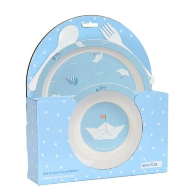 Schiff 4.tlg Kindergeschirr Set Baby Geschirr BPA FREI Essgeschirr Geschenkset - Bild 1 von 4