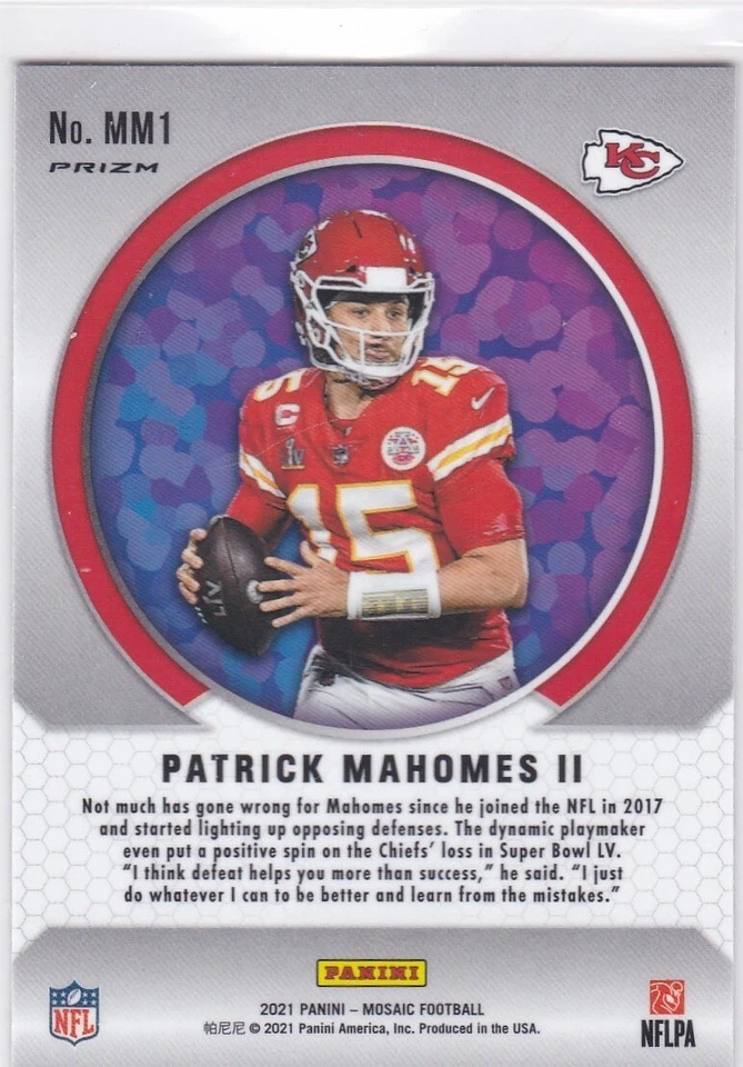 PATRICK MAHOMES Mosaic MEN OF MASTERY Kansas City Chiefs Football SILVER PRIZM! - Image 2 of 2