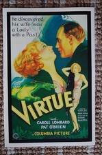 Virtue Lobby Card Movie Poster Corole Lombard Pat O'brien