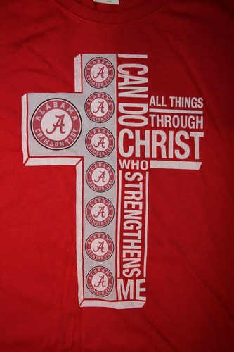 Alabama Crimson Tide Pride/ Cross/ All things Through Christ TShirt Ladies Red L - Bild 2 von 4