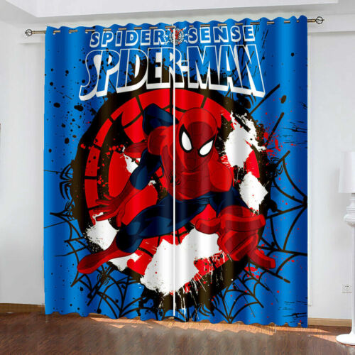 Kids Boys Marvel Spiderman Thick Blackout Window Curtain Thermal Ring Top Eyelet - Picture 57 of 61