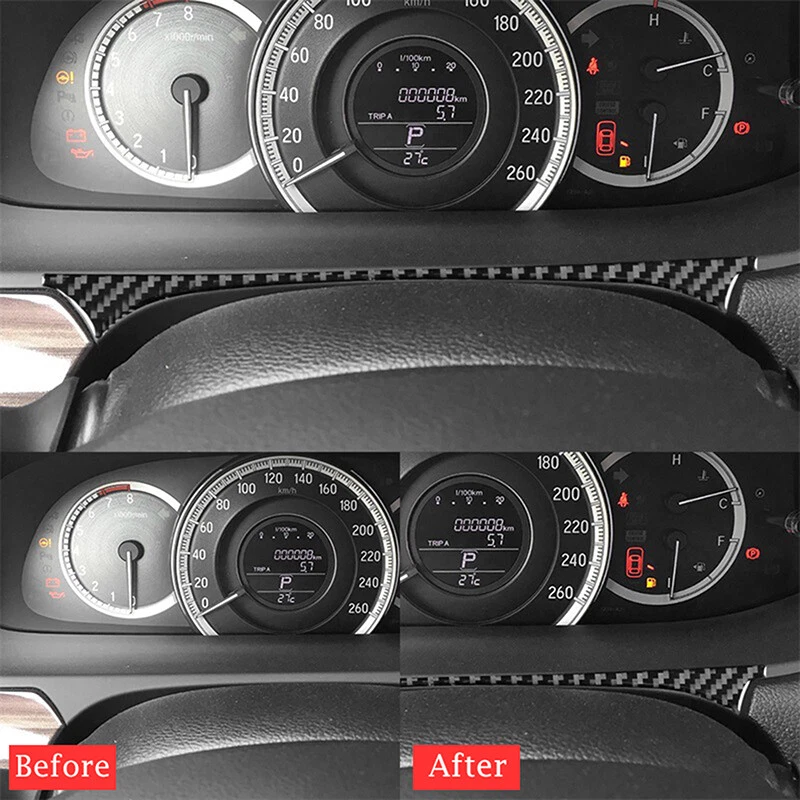 Tira de cubierta de instrumento interior de fibra de carbono decorativa para Honda Accord 2013-2017 Foto 3 de 4