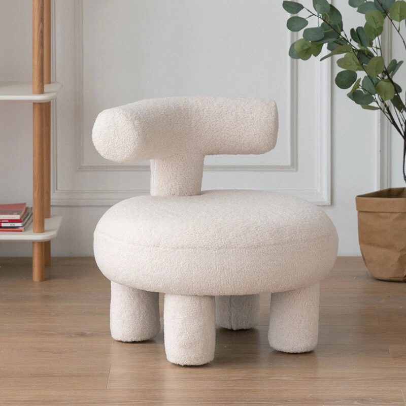 Kids Mini Small Sofa Art Design T Shaped Back Round Pouffe Seat Stool Footstool