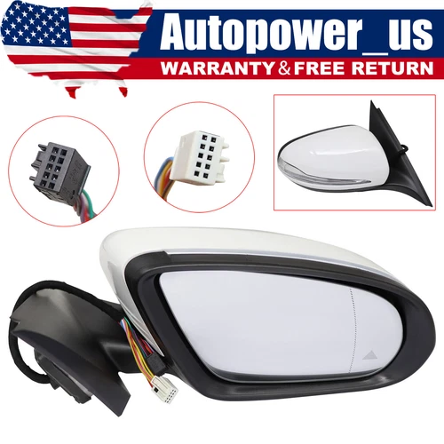 WHITE RIGHT PASSENGER MIRROR BLIND SPOT FIT MERCEDES C250 C300 C350 2015-2021