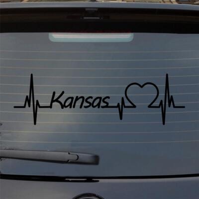 Heckscheibenaufkleber Kansas Herzschlag Puls Staat State USA Liebe 55x16 cm Auto