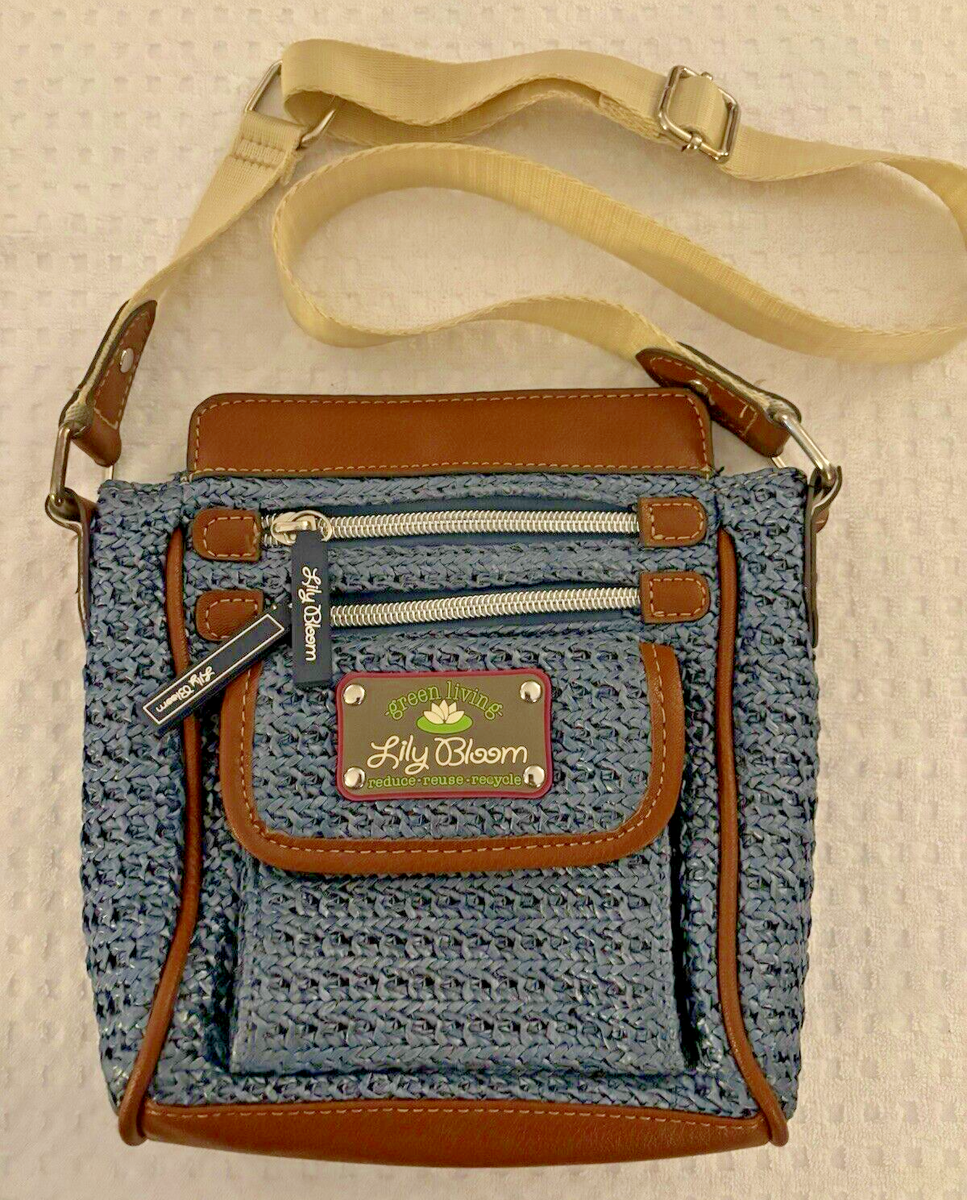 Lily Bloom Green Living Blue Woven Small Crossbody Purse Good