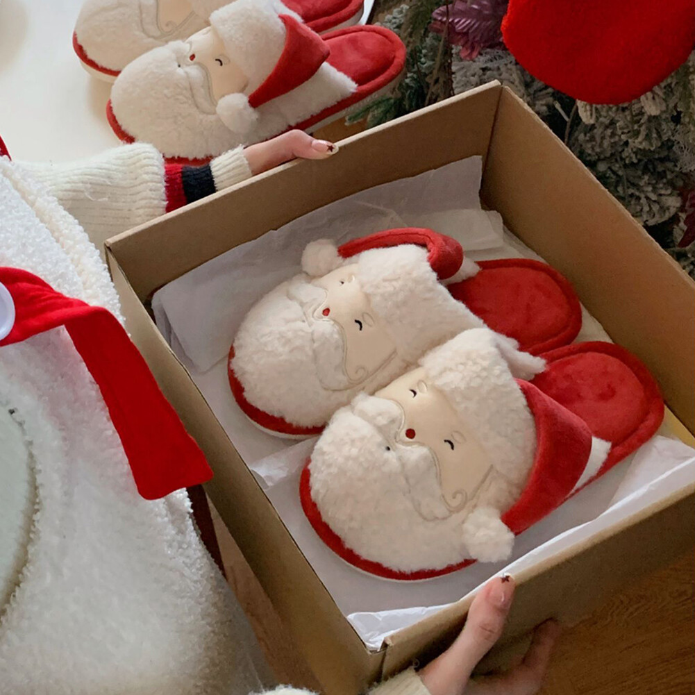 APL Pantofole Babbo Natale di Natale simpatiche pelose antiscivolo per autunno inverno