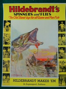 Hildebrandt's Fishing Lures Advertising Poster, Spinners & Flies 