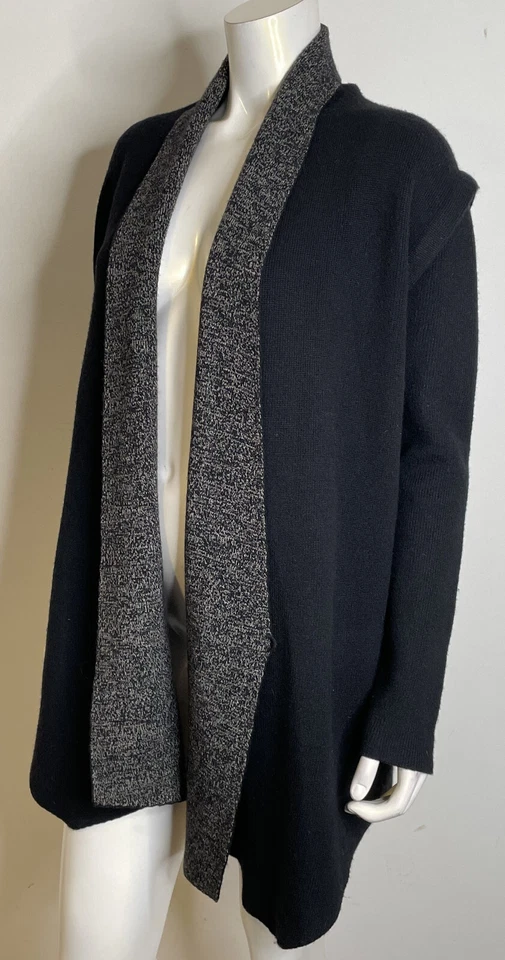 Cárdigan Suéter TSE Negro Lana Cachemira XS Bolsillos LS Abrigo Falta Cinturón Foto 4 de 4